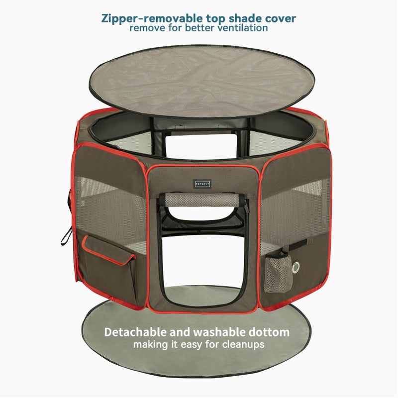 Petsfit Portable Dog Playpen 36" Portable Pet Play Pens for Small Medium Dogs, Puppy Playpen Indoor/Outdoor with Carring Case, Removable Zipper Top and Bottom,Medium (36"x36"x21") - Image 5